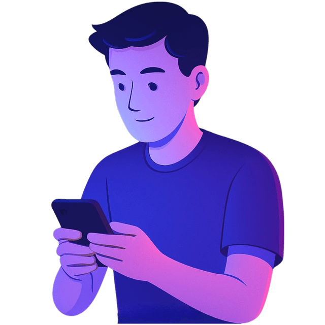 User smiling while using the dating coach app on smartphone